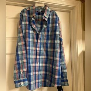 IZOD boys plaid button down shirt size 14/16